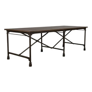 Vintage Salvaged European Solid Wood and Iron Table From Retired Restoration Hardware Collection For Sale