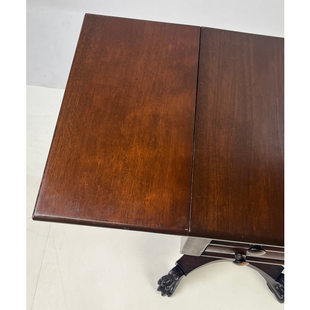 19th Century Empire Style Mahogany Drop-Leaf Work Table or Side Table For Sale - Image 13 of 18