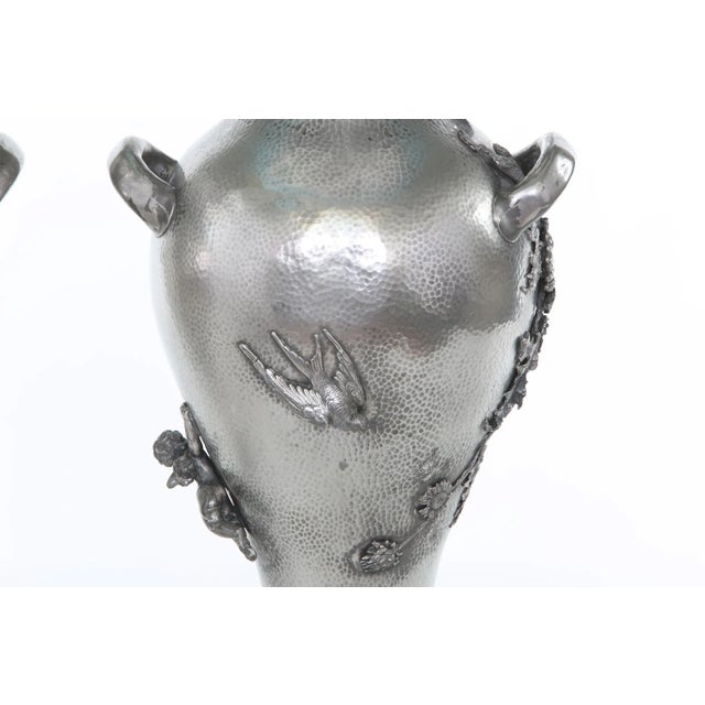 Late 19th Century Silver Plated Pair Vases / Urns For Sale - Image 9 of 13