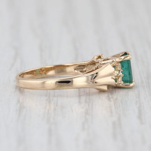 Green 1970s 0.51ctw Emerald Cut Emerald Diamond Ring 14k Yellow Gold Size 5.5 For Sale - Image 8 of 8