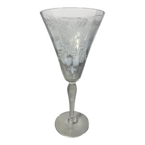 Mid-Century Blown Glass Etched Goblets- Set of 4