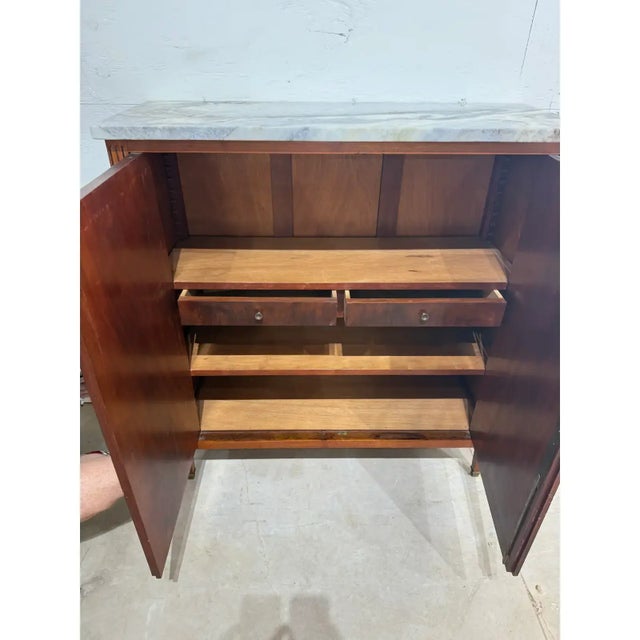 Spectacular French 19th century antique Louis XVI Sideboard or Bar made of mahogany with Floral inlay Parquetry. The wood...