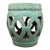 Vintage Turquoise Openwork Ceramic Garden Stool For Sale