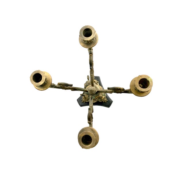 Late 20th Century Bronze Cherub Candelabra Pair on Marble Bases, Empire Style, 21.2"h For Sale - Image 9 of 10