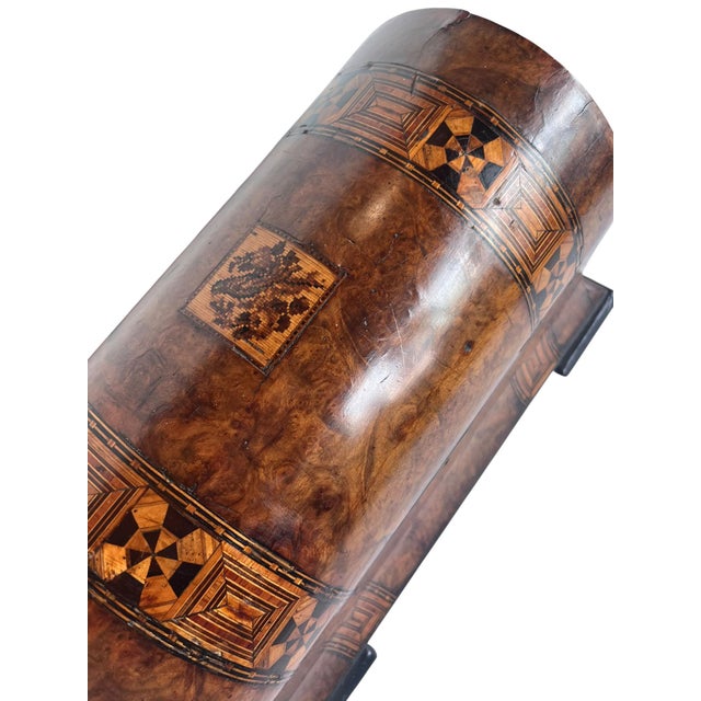 Exceptional Inlaid British Tunbridge Ware Tea Caddy With Dome Top and Complete Interior For Sale - Image 4 of 10