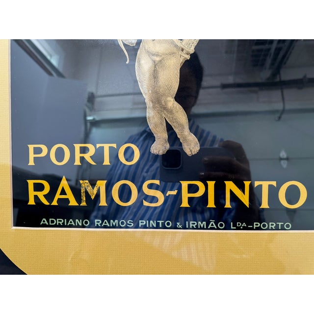 Early 20th Century Early 20th Century René Vincent Porto Ramos-Pinto Art Deco Port Wine Advertising Poster Framed For Sale - Image 5 of 9