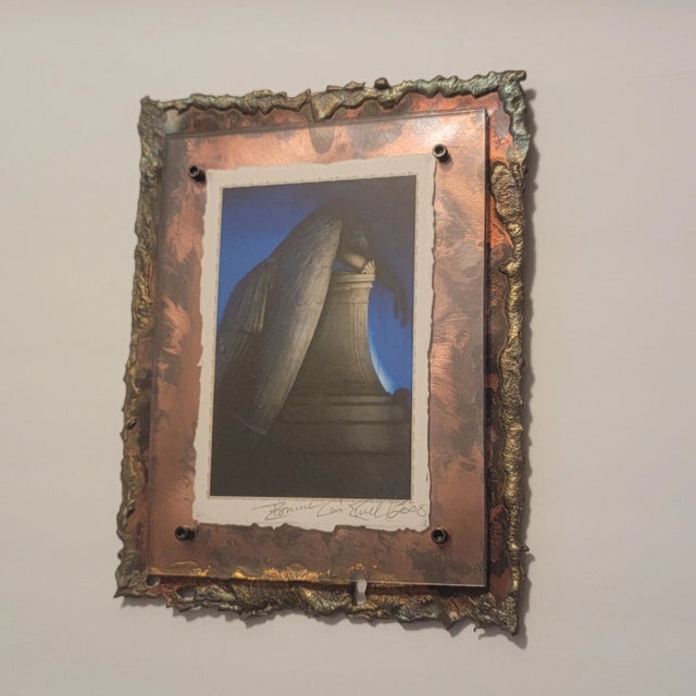 Gothic 1990s New Orleans Photography Art, Angel Wing Statue in Raw Edge Copper Frame, Signed by Ronnie Cardwell For Sale - Image 3 of 7
