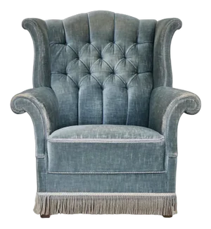 Vintage Danish Wingback Armchair in Light Blue Velour, 1950s