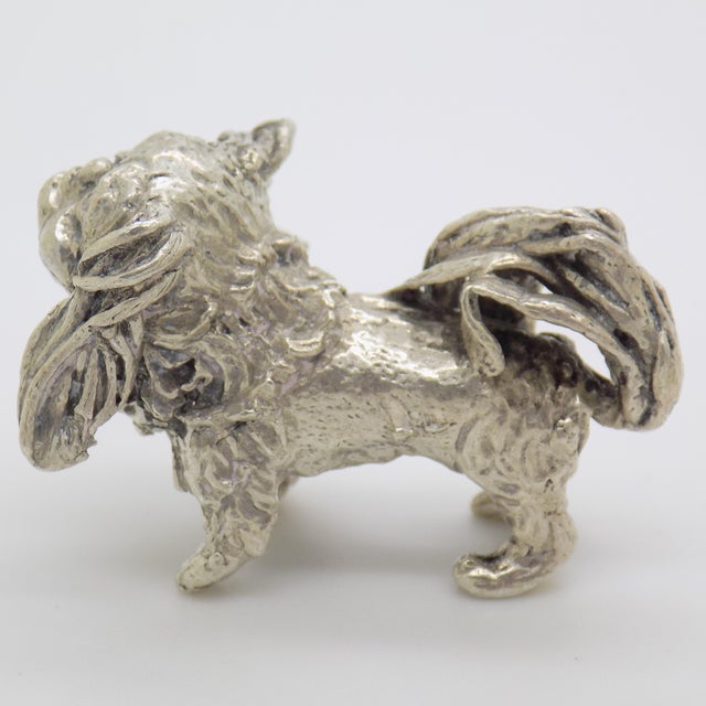 Italian Vintage Italian Handmade Genuine Silver 1950s Pekingese Dog Figurine Miniature For Sale - Image 3 of 11