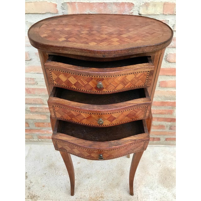 Pair of French Louis XV Style Nightstands with Three Drawers, 1940s For Sale - Image 12 of 15
