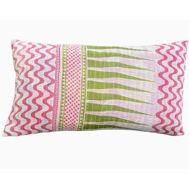 Vintage Geometric Kantha Lumbar Pillows a Pair Chairish