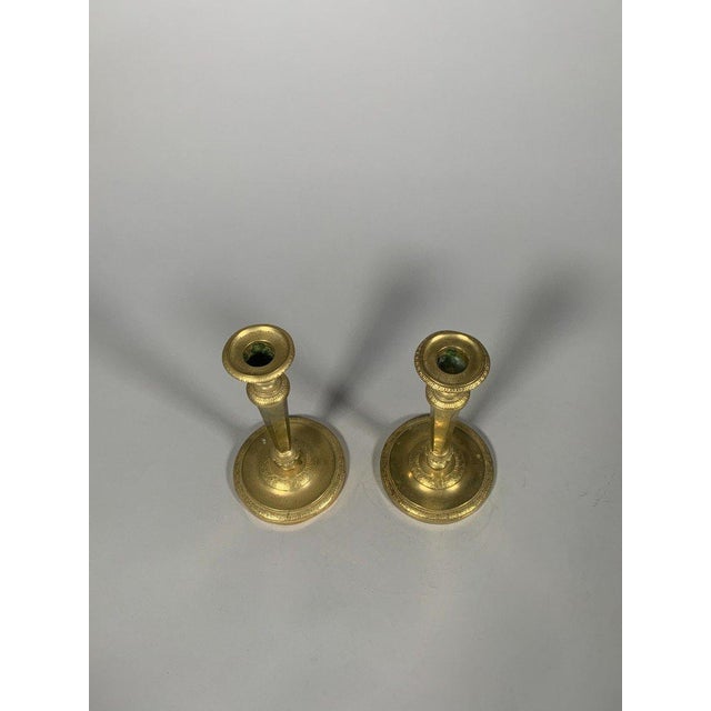 Pair of Bronze Candlesticks from the Empire Period, Early 19th Century For Sale - Image 4 of 5