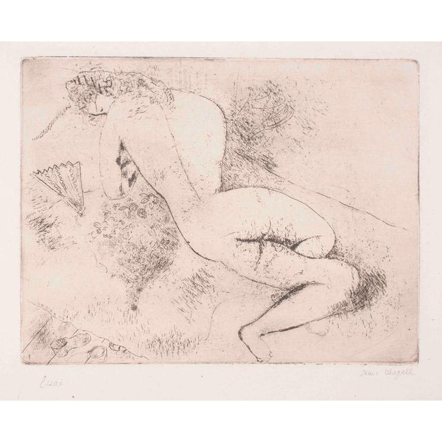 Marc Chagall, Nude with Fan Etching, 1924, Etching For Sale