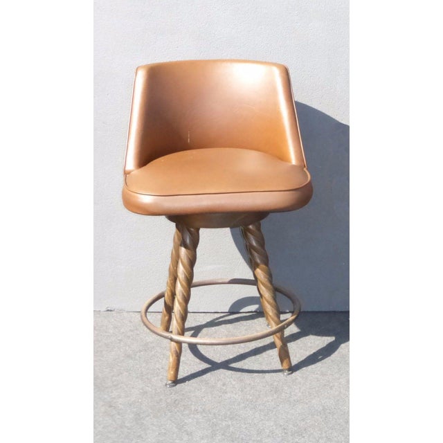 Vintage Spanish Style Brown Vinyl Bar Stool Chairish