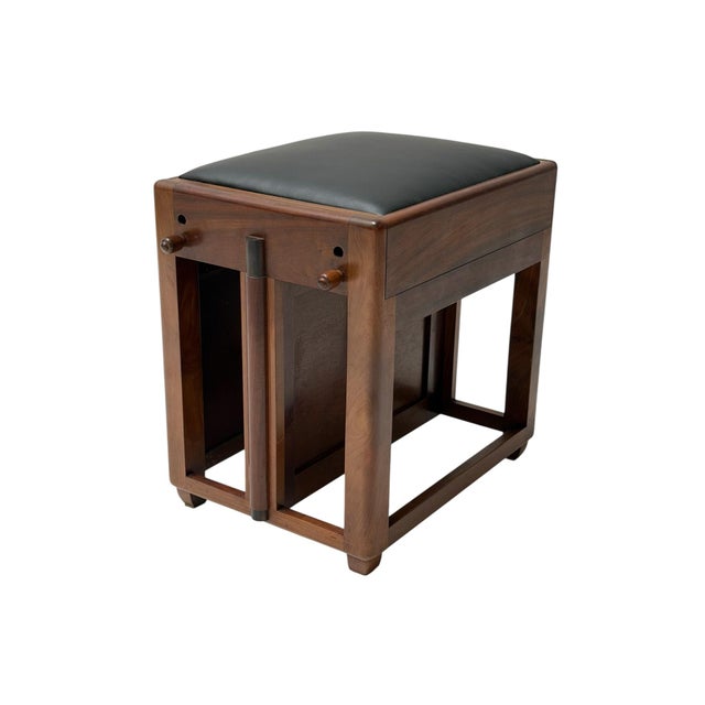 Art Deco Amsterdamse School Stool with Adjustable Leather Seat, 1920s For Sale - Image 3 of 14