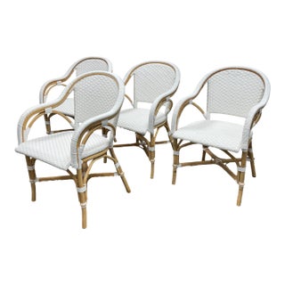 Serena & Lily Riviera Rattan Armchair, Set of Four For Sale