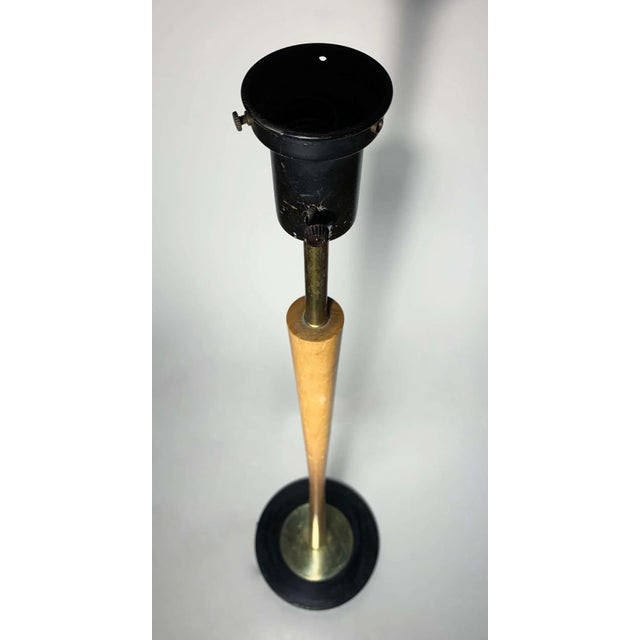 Mid 20th Century Vintage Lightolier Turned Concave Wood Staff Floor Lamp For Sale - Image 5 of 6
