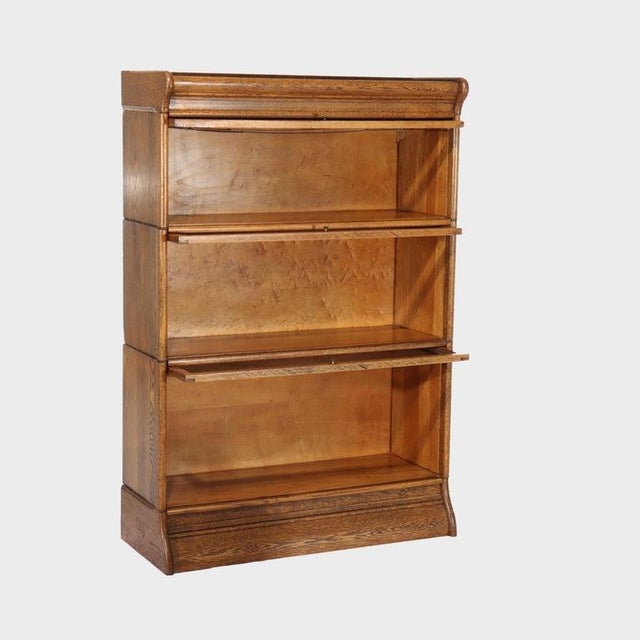 Antique Globe Wernicke School Oak Three Stack Bookcase C1920 For Sale - Image 6 of 7