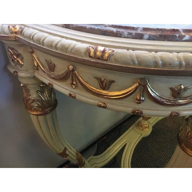 1940s French Maison Jansen Ribbon Form Gilt Gold Demilune Console or Serving Table For Sale - Image 5 of 10
