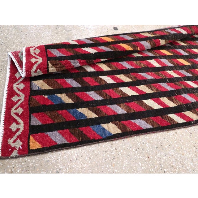 Black Galerie Shabab Collection Mid-20th Century Turkish Art Deco Style Runner For Sale - Image 8 of 8