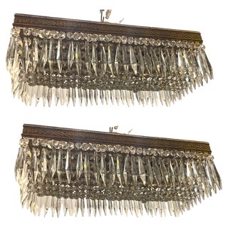 Crystal Flush-Mounts, 1950s, Set of 2 For Sale