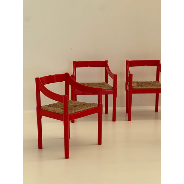 Red Model Carimate Dining Chairs by Vico Magistretti for Cassina, 1960s, Set of 6 For Sale - Image 9 of 16