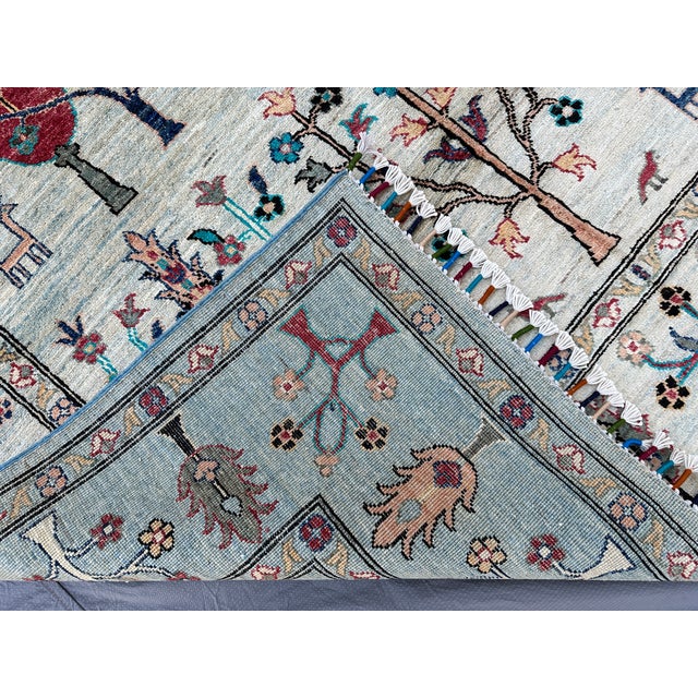 Afghan Pictorial Tree of Life Hand-Knotted Wool Rug - 7'11" X 5'6" For Sale - Image 13 of 14
