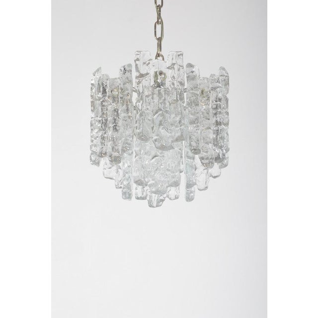 Mid-Century Modern Ice Glass Chandelier attributed to Kalmar Franken KG, 1960s For Sale - Image 3 of 9