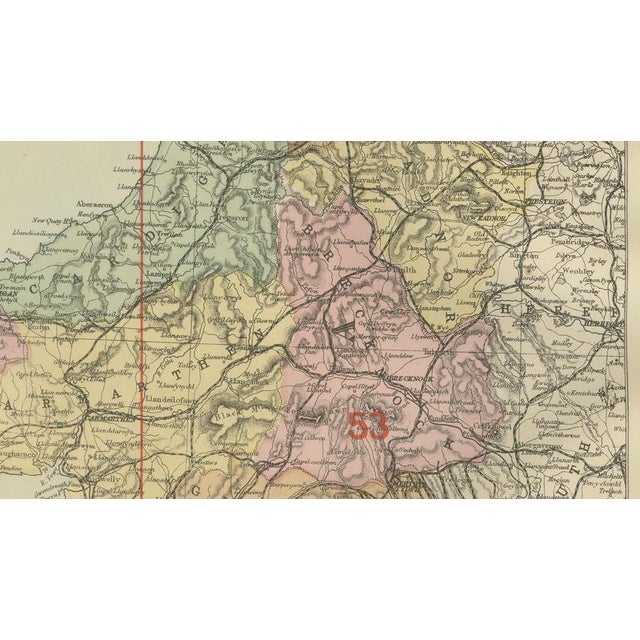 Antique Map of Wales, 1885 For Sale - Image 6 of 9