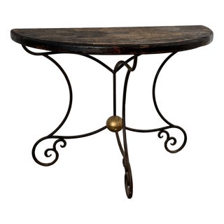 Vintage Italian Wrought Iron Console Table, 1940s For Sale