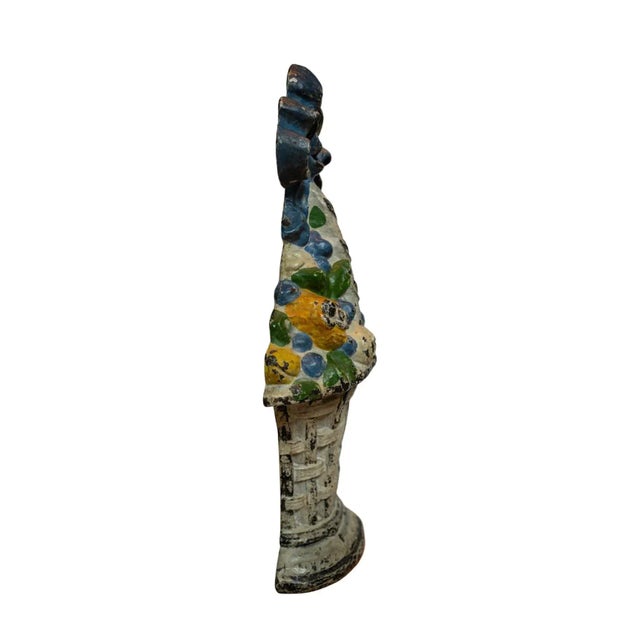 American Early 20th Century Hubley Fruit Basket Painted Cast Iron Doorstop For Sale - Image 3 of 6