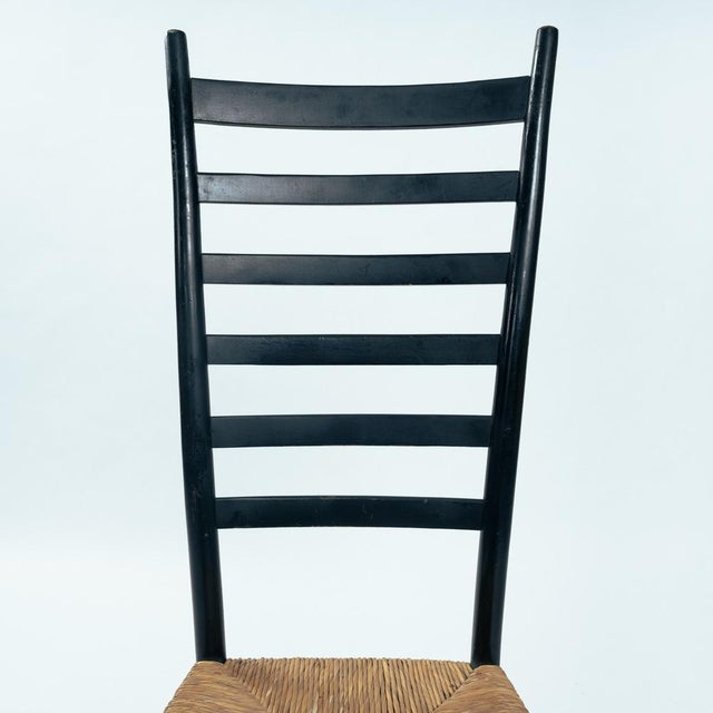 Italian Ebonised Straw Webbing Highback Side Chair in style of Chiavari, 1970s For Sale - Image 9 of 14