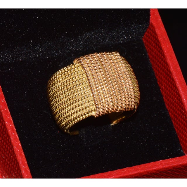 Authentic Vintage Roberto Coin Opera 18k Yellow & Rose Gold Wide Statement Band Ring With Hidden Ruby, Size 7.5 For Sale - Image 15 of 17