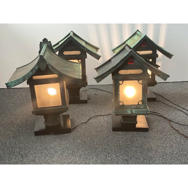 1910s Old Japanese Copper Lantern Table Lamps Set of 4 Chairish