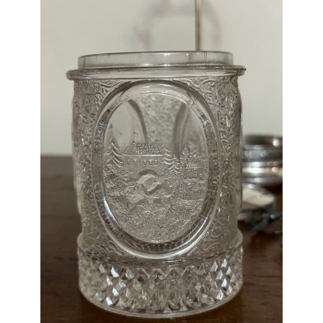 Metal Antique Silver Plate Pickle Castor, Victorian Pressed Glass, Country Scenes, Quadruple Plate For Sale - Image 7 of 14
