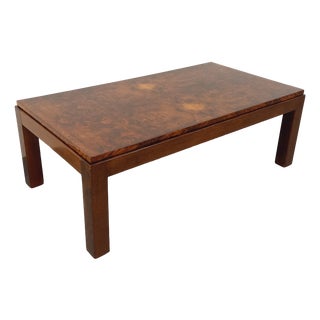 Vintage Rectangular Coffee Table in Elm and Burl, 1970s For Sale