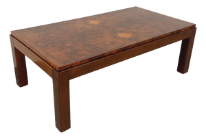 Vintage Rectangular Coffee Table in Elm and Burl, 1970s