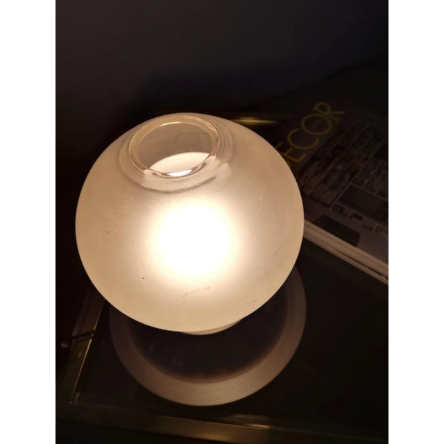 Silver Space Age Metal & Etched Glass Table Lamp, 1970 For Sale - Image 8 of 9