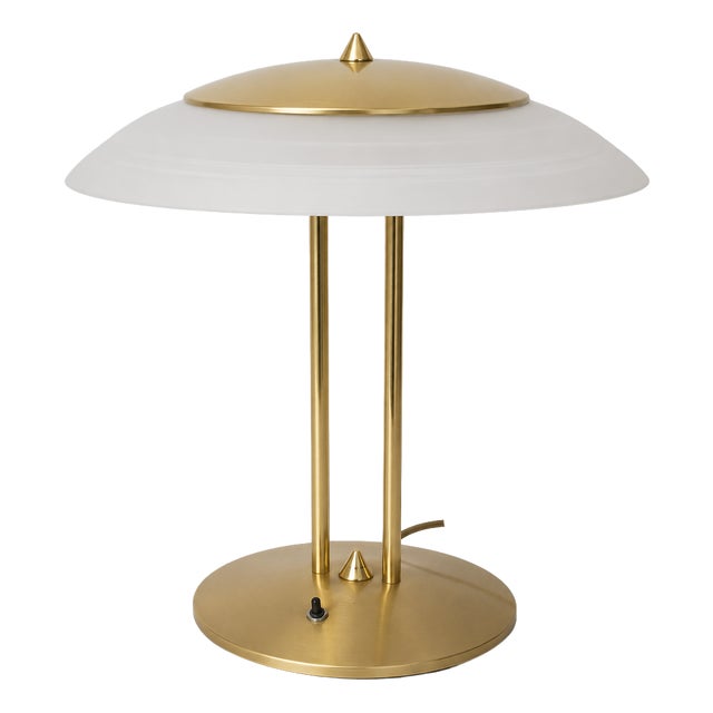 Modern Dimmable Table Lamp in Brass and Glass, 1980s For Sale