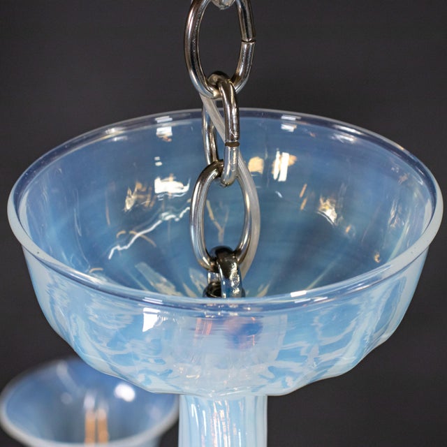 Barovier & Toso Large Vintage Eight Arm Opaline Murano Glass Chandelier in the Manner of Barovier & Toso For Sale - Image 4 of 18