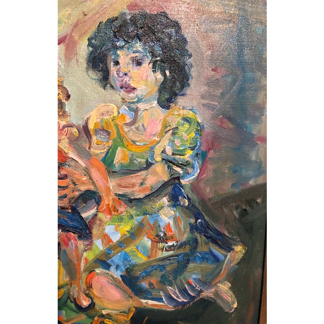 Walter Spitzer, Polish French Jewish Artist Oil Painting Girl with Doll, School of Paris Judaica, 1967 For Sale In Miami - Image 6 of 10