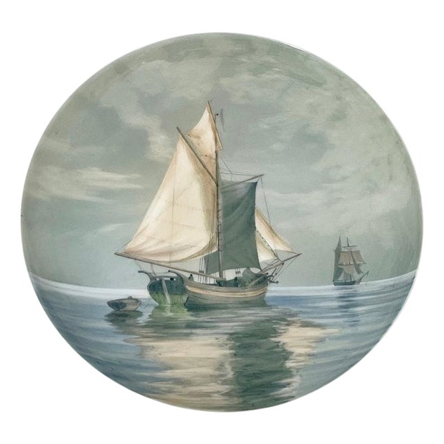 Seascape Porcelain Wall Plate from Bing & Grøndahl, 1890s For Sale