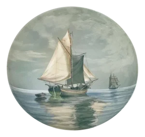 Seascape Porcelain Wall Plate from Bing & Grøndahl, 1890s