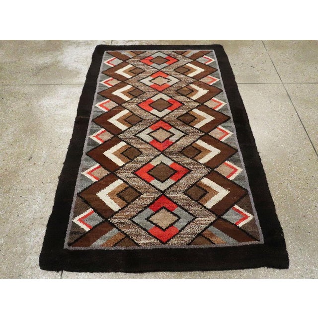 Galerie Shabab Collection Mid-20th Century Handmade Polish Geometric Art Deco Style Accent Rug For Sale - Image 4 of 9