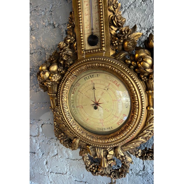 French 19th Century French Giltwood Barometer For Sale - Image 3 of 9