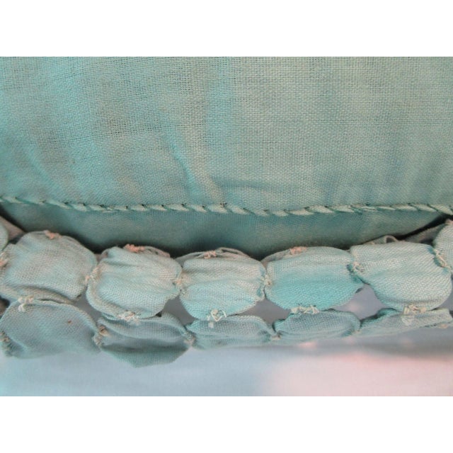 Jadeite Feedsack Tiny Yo Yo Trellis Pattern Diamond Shaped Pillow 1930's For Sale - Image 14 of 14