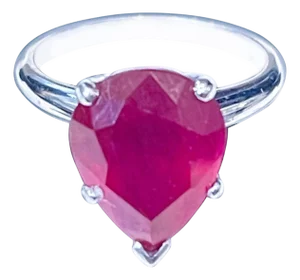 Pear Shape 4.5 Carat Treated Ruby 14 Karat White Gold Ring