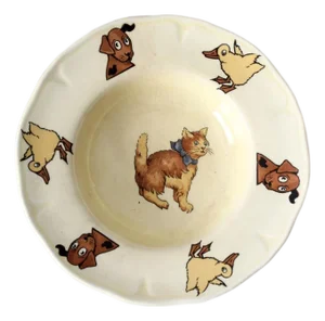Vintage 1930s Mount Clemens Pottery Illustrated Dish With Cat