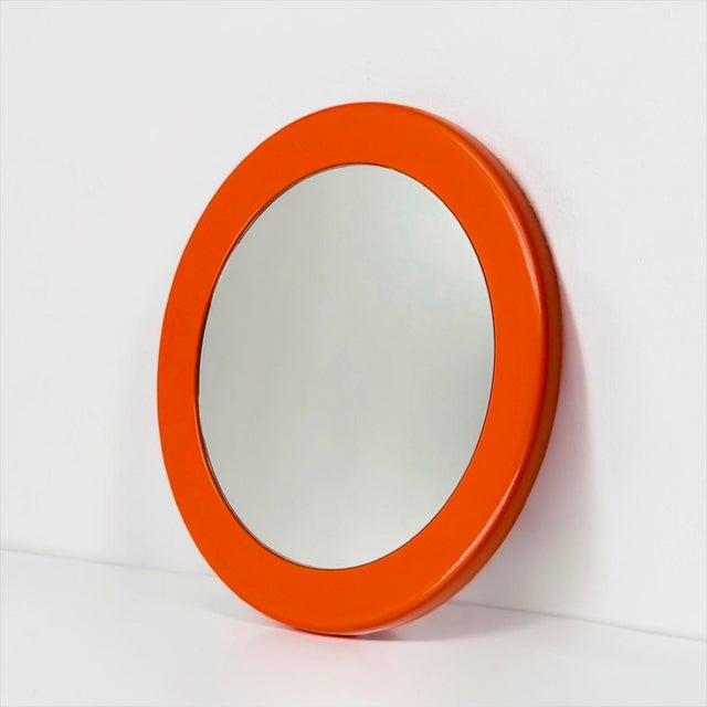 Round Space Age Wall Mirror in Orange, France, 1970s For Sale - Image 12 of 12