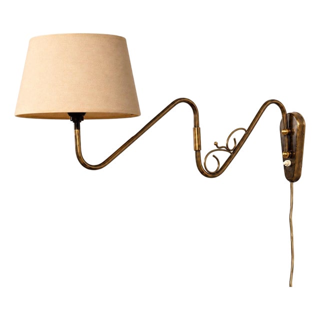 Danish Modern, Articulating Wall Sconce, Brass, Bakelite, Denmark, 1950s For Sale